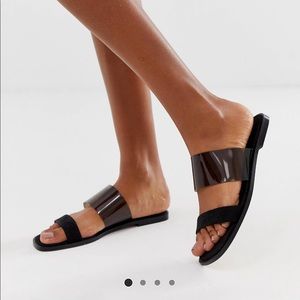 ASOS Clear Black Slide Sandals